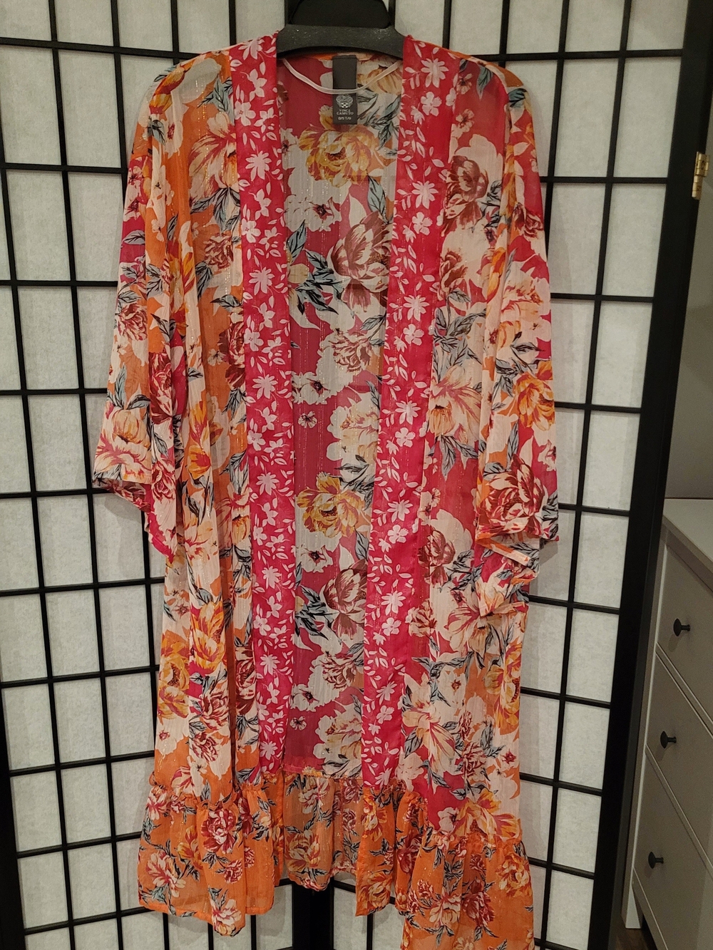 Vince Camuto Floral Kimono in Pink & Orange